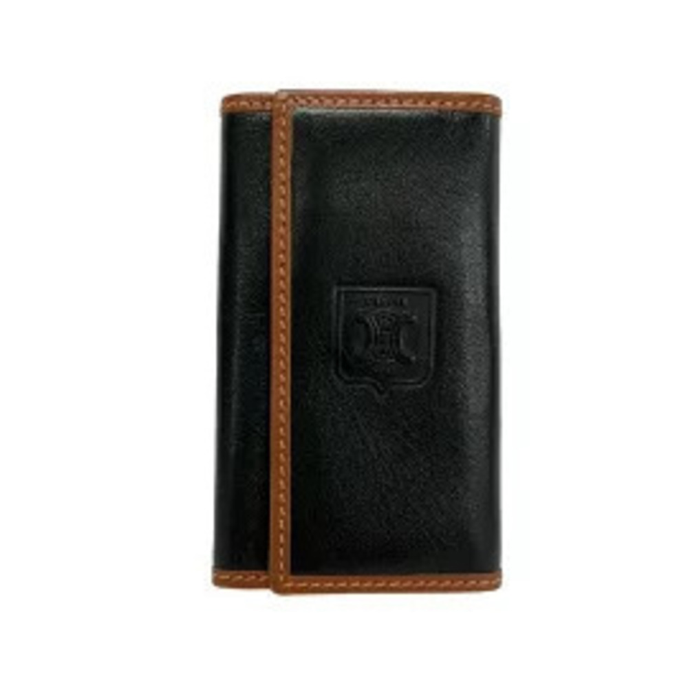 Celine Key Case Wallet Hooks Black x Dark Brown Leather
